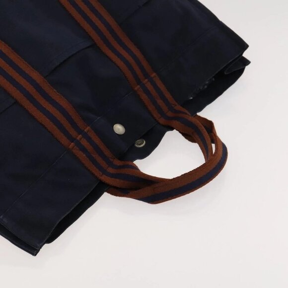 HERMES Fourre Tout MM Hand Bag Canvas 2Set Gray Navy Auth ti3040 - Picture 11 of 16